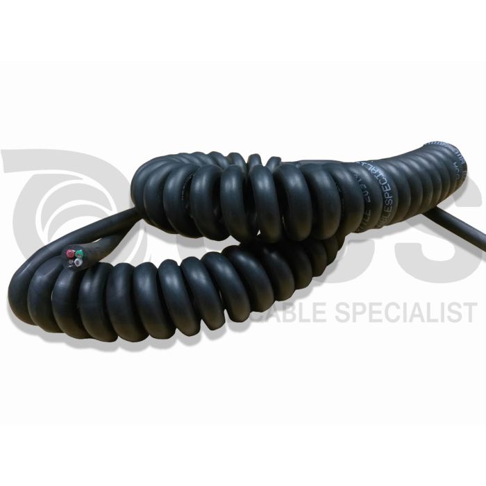 Coil Cable Specialist Inc. - Custom Coiled Cords 14 AWG 4 CONDUCTOR - 600V  BLACK FR PU JACKET - P/N 1404PM06 Coil Cable Specialist Inc. - Custom  Coiled Cords